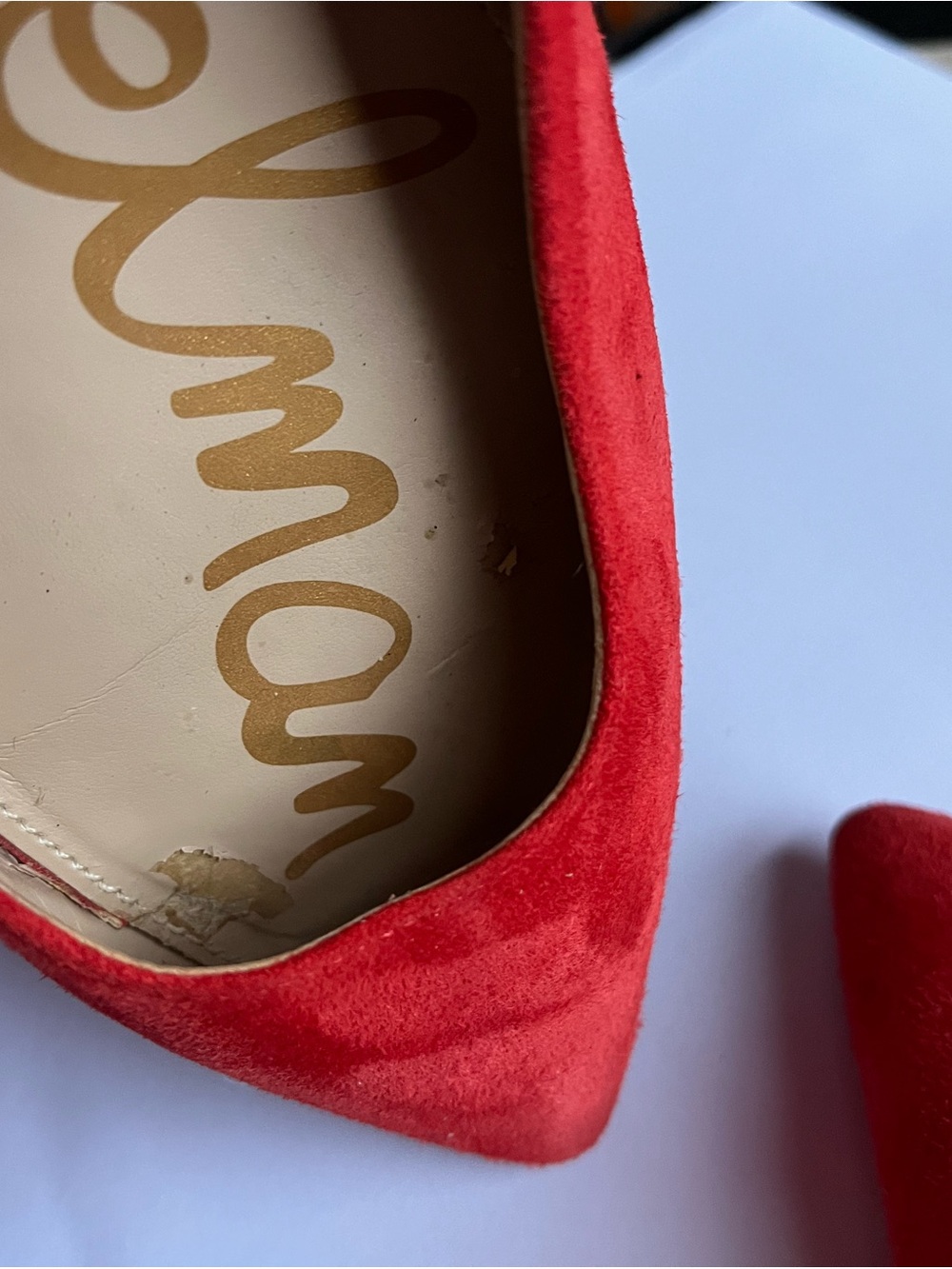 Sam Edelman Red Suede Pointed Toe Heels Size 6.5 - Picture 5 of 10
